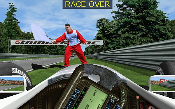 Race over, man. Race over.