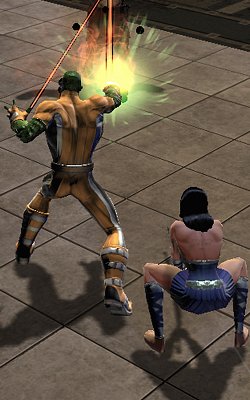 Zapping some bad guys while an Amazon takes a shit