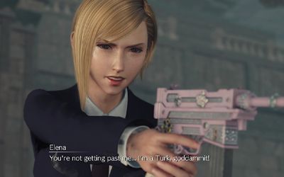Nice pink gun, Elena