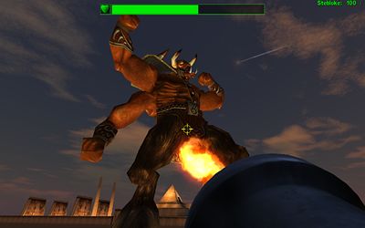 Shooting the end boss right in his nadz