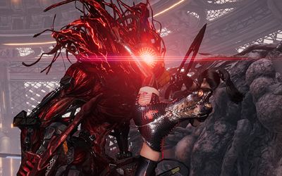 Eve kicks Belial in the... face?
