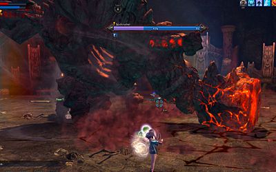 Fighting our first instance boss