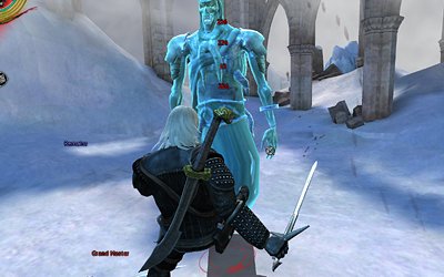 Geralt tries to kick a spectre in its nads