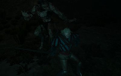 Geralt and a werewolf strut their funky stuff