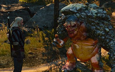 Troll gives Geralt the finger