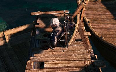 Geralt sinks into the jetty