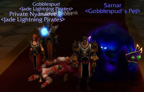 Sarnar looks on in disgust at those who dare to wear Pirates tabards