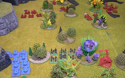 Enemy forces approach each other in the forest